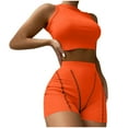 thumbnail image 1 of REORIAFEE 2 Piece Outfits Suits Set Floral Comfy Business Suit Sets 80s Outfit Women's Summer Sleeveless Crewneck Slim Tops Short Pants Comfortable Two Piece Set Orange XXL, 1 of 5