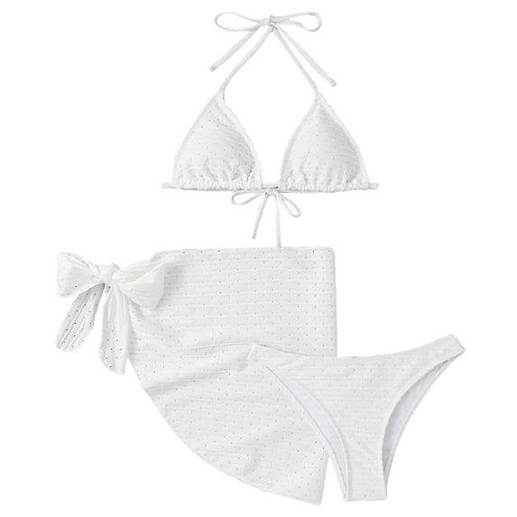 REORIAFEE 3 Piece Swimsuit for Women Bikini Bathing Suit Beach Beach Vacation Swimsuit 3 Piece Bikini Set White M