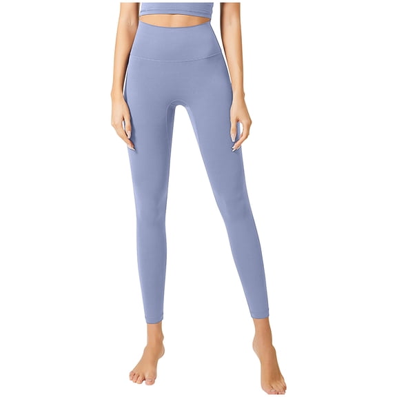 REORIAFEE 7/8 Leggings for Women High Waist Scrunch Butt Athletic Leggings Solid Print Yoga Pants Soft Opaque Slim Exercise Pants for Running Workout Elastic Tights Sky Blue S
