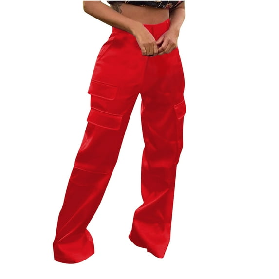 REORIAFEE Baggy Pants Women Plus Y2k Solid Print Palazzo Pants with Pockets High Waisted Casual Pants Lightweight Baggy Stretchy Trousers 2024 Trending Fashion Clothing
