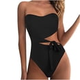 thumbnail image 1 of REORIAFEE Bathing Suit for Women Tankini Beach Vacation Tankini Bra Cut Out Swimsuit Slim One Piece Bikini Set Black L, 1 of 5
