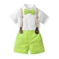 thumbnail image 1 of REORIAFEE Boy Baby Clothes Toddler Summer Cute Outfit Festival Outfits Boys Spring Short Sleeve Top Strap Shorts Suit Outfit Baby Toddlers Shirts Performance Set Green 3 Years, 1 of 9