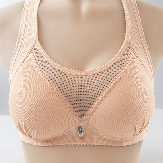 REORIAFEE Bras for Large Breasts Lace Trim Everyday Bras Wirefree Bras Scoop Neck Comfy Corset Bra Wide Strap Bra Lightly Lined Classic Seamless Brassiere Anti-Sagging Bra