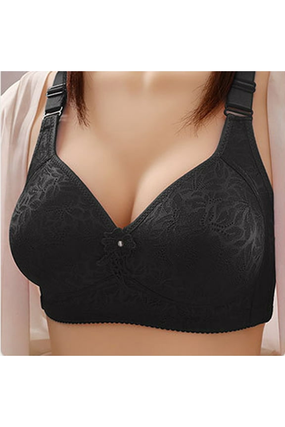 Bras for Older Women with Sagging Breasts Wireless Gathered Lingerie Bras V Neck Comfy Corset Bra Adjustable Straps Lightly Lined Classic Seamless Brassiere Anti-Sagging Bra