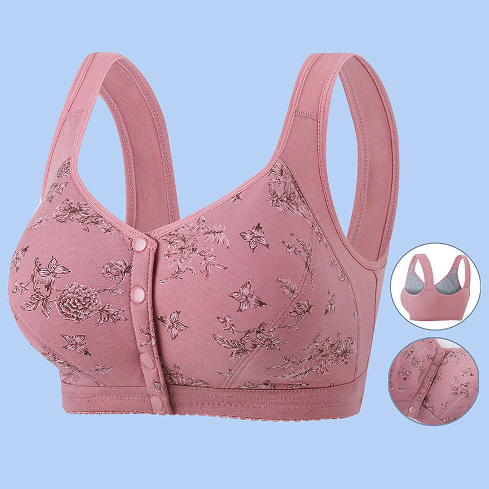REORIAFEE Bras for Seniors Front Closure Wide Straps Back Support ...