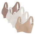 thumbnail image 1 of REORIAFEE Bras for Women Full Coverage Wireless Pack of 4 Pull on Plus Size Wide Strap No Underwire Push up Bralette Comfortable Seamless Padded Bras M-4XL, 1 of 2