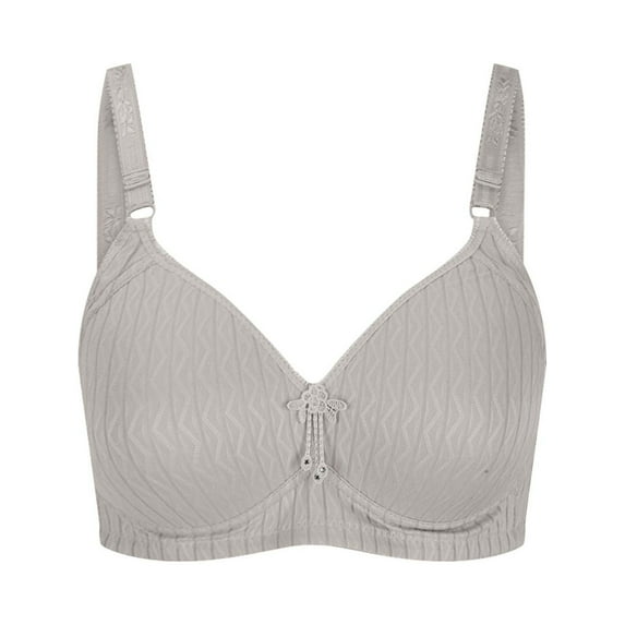 REORIAFEE Bras for Women No Wire Lined Stripe Prints Decoration Everyday Bras for Older People Bras V Neck Comfy Corset Bra Adjustable Straps Comfortable Breathable Brassiere Anti-Sagging Bra