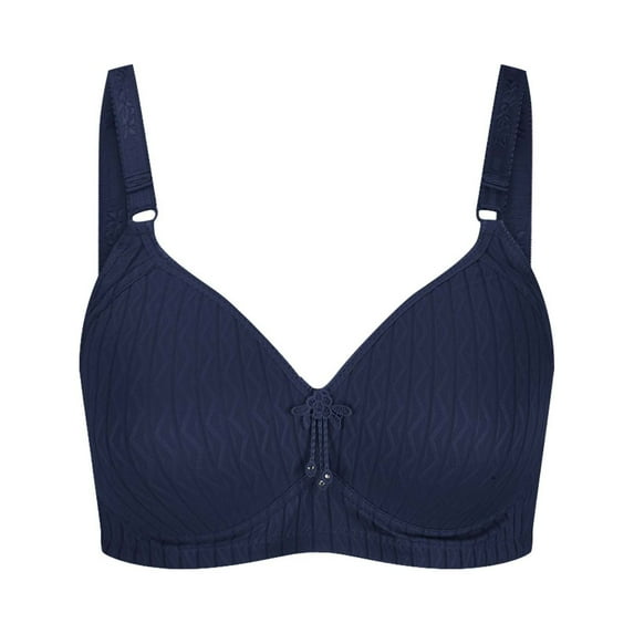 REORIAFEE Bras for Women No Wire Lined Stripe Prints Decoration Everyday Bras for Older People Bras V Neck Comfy Corset Bra Adjustable Straps Comfortable Breathable Brassiere Anti-Sagging Bra