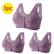 REORIAFEE Daisy Bras for Older Women Multi Pack Gathered Lingerie Bras Wirefree Bras Scoop Neck Comfy Corset Bra Wide Strap Bra Stretchy Seamless Smoothing Brassiere Anti-Sagging Bra