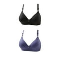 thumbnail image 1 of REORIAFEE Bras for Women Push up No Wires 2 Pack Gathered Lingerie Bras Wirefree Bras V Neck Comfy Corset Bra Adjustable Straps Comfortable Breathable Brassiere Anti-Sagging Bra, 1 of 6