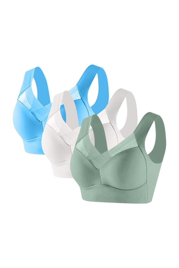 Bras for Women Full Coverage Wireless 3 Pack Pull on Plus Size Wide Strap No Underwire Push up Bralette Comfortable Padded Bras L-6XL