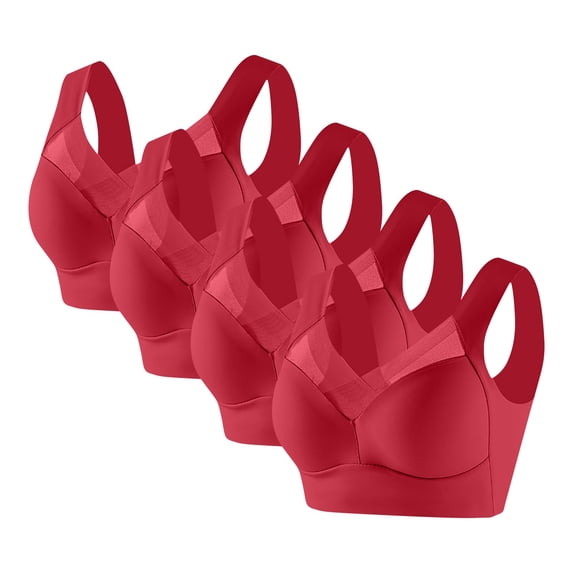 REORIAFEE Bras for Women Full Coverage Wireless Pack of 4 Pull on Plus Size Wide Strap No Underwire Push up Bralette Comfortable Padded Bras L-6XL