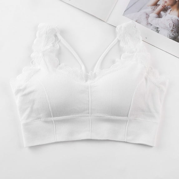 REORIAFEE Bras for Women Pull on Wide Strap Push up Bra Comfortable Lace Padded Bras with Full Back L-XL