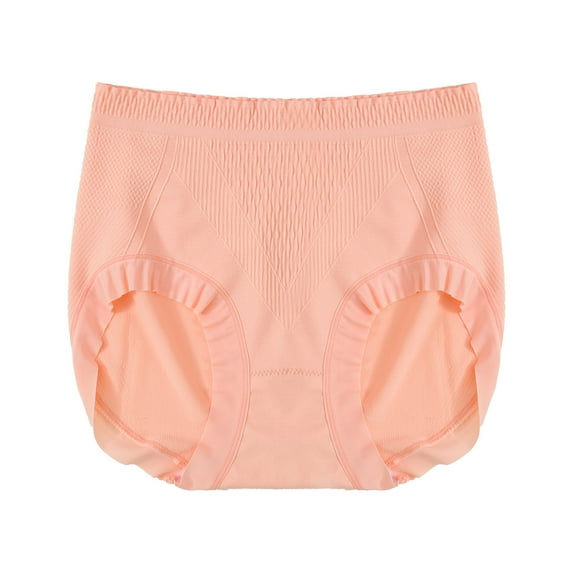 REORIAFEE Briefs for Women High Waist Cotton Briefs Strech Breathable Panties Soft Comfy Underpants Lingerie Orange S
