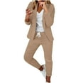thumbnail image 1 of REORIAFEE Business Suit for Women 70s Outfits Women's Long Sleeve Suit Pants Casual Elegant Business Suit Khaki XXL, 1 of 5