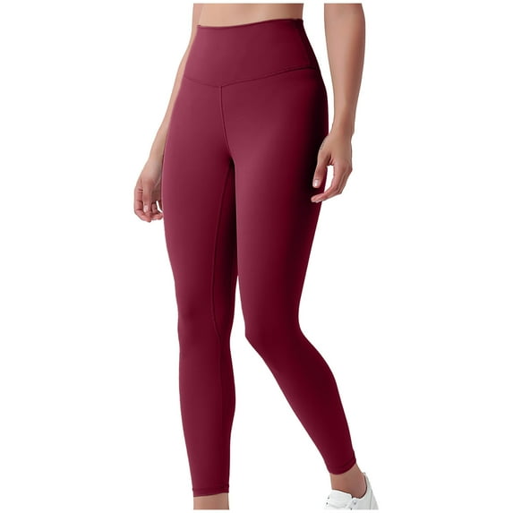 REORIAFEE Butt Scrunch Leggings for Women High Waisted Athletic Leggings Solid Print Yoga Pants Buttery Soft Exercise Pants for Running Workout Elastic Tights Wine S
