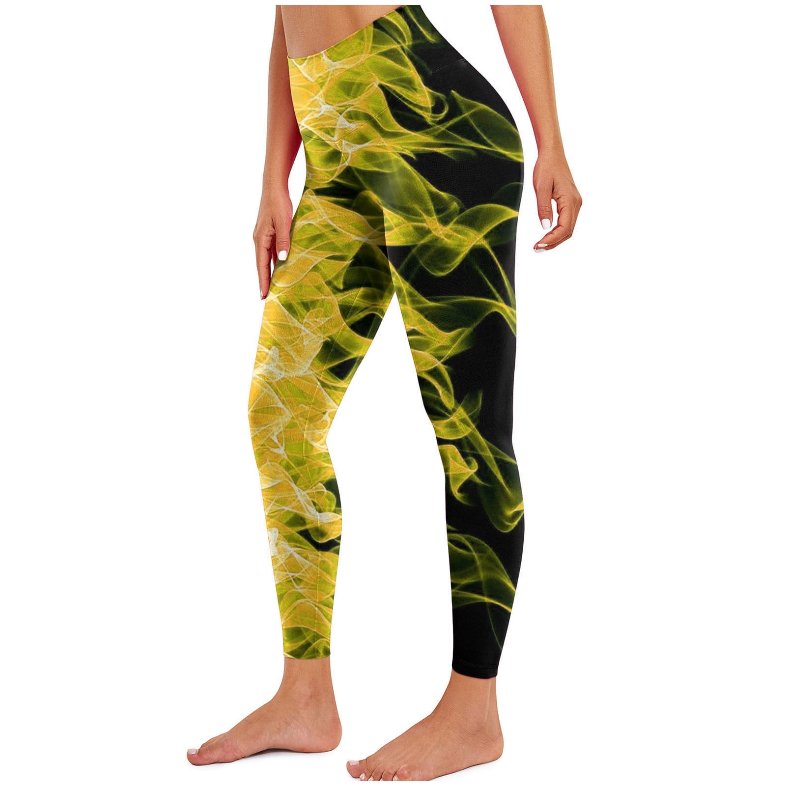 REORIAFEE Camo Leggings for Women High Waisted Scrunch Butt Athletic Leggings  Green Flame Printed Yoga Pants Soft Opaque Slim Exercise Pants for Running  Workout Elastic Tights Green 3XL 