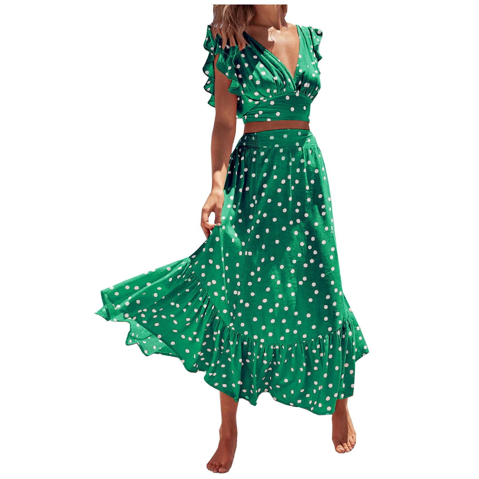 REORIAFEE Womens 2 Piece Outfits Lounge Sets Oversized 2023 Trendy Vacation  Set Cute Outfits Women's Summer Two Piece Floral Suit Skirt Print Skirt  Mint Green XL 