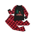 thumbnail image 1 of REORIAFEE Christmas Family Pajamas Matching Sets 2 Piece Kids Boys Girls Loungewear Long Sleeve Top and Pant Plaid Soft Lightweight Sleepwear Black 0-15T, 1 of 5