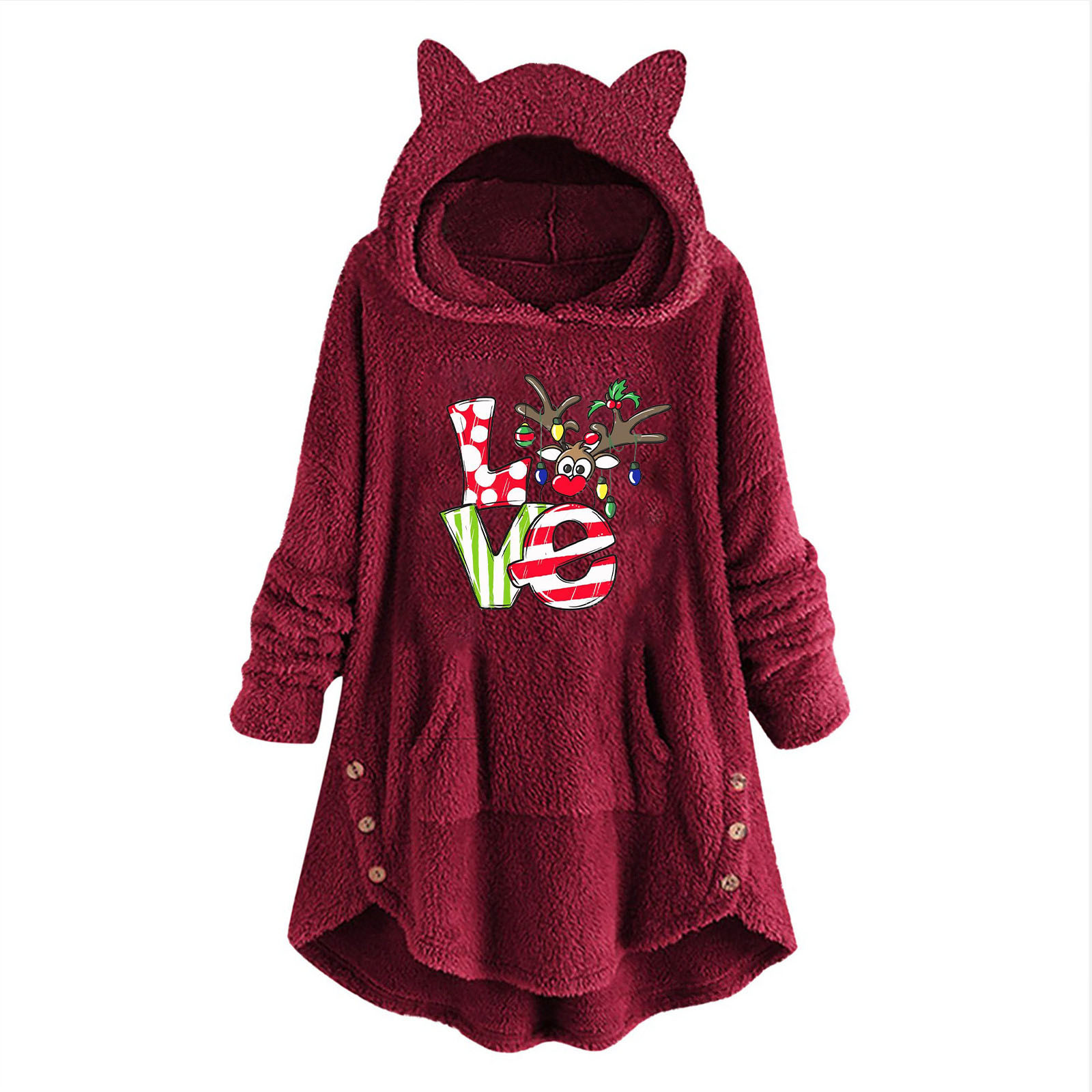 Santa Print Hooded Jumpsuit | Flyclothing LLC Red / 4T