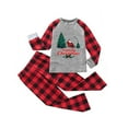 thumbnail image 1 of REORIAFEE Christmas Pajama Pants for Family 2 Piece Kids Boys Girls Loungewear Long Sleeve Top and Pant Plaid Soft Lightweight Sleepwear Gray 0-15T, 1 of 5