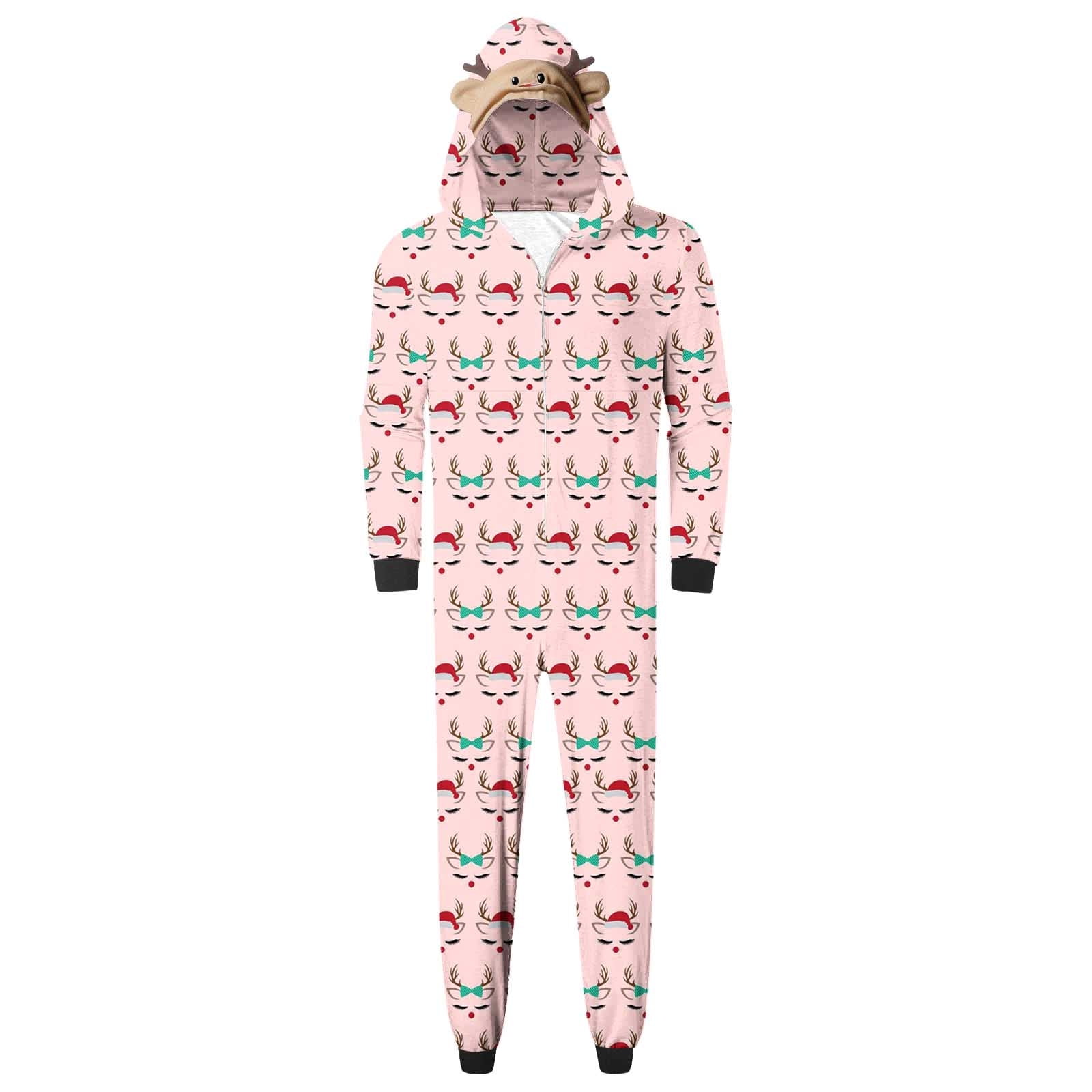 REORIAFEE Christmas Pajamas Family 2023 Cute Elk Reindeer Print Plaid
