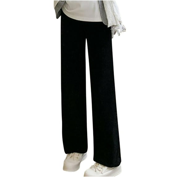 REORIAFEE Corduroy Pants for Women Petite Solid Print Palazzo Pants with Pockets Adjustable Tie Knot Casual Pants Lightweight Baggy Stretchy Trousers 2024 Trending Fashion Clothing