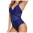 thumbnail image 1 of REORIAFEE One Piece Swimsuit Women Athletic Lace Mesh Cute Bikini Sets for Women Cute Swimsuits Lace Swimsuit Wrap Tie 1 Piece Bikini V Neck Bathing Suit Navy L, 1 of 6
