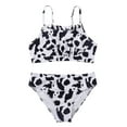 thumbnail image 1 of REORIAFEE Cute Swimsuits for Teen Girls High Waisted Age 8-14 Years Pleated Bikini Top and Short Cute Cow Print Beachwear Swimwear Adjustable Spaghetti Straps Bathing Suits, 1 of 9