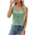 thumbnail image 1 of REORIAFEE Cute Tank Tops for Women Trendy Sleeveless Tops Scoop Neck Tanks Flowy Front Button Shirts Solid Print Pullover Thick Strap Vest Summer Going Out Fashion Clothing Green, 1 of 4