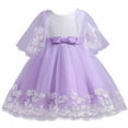 thumbnail image 1 of REORIAFEE Dance Costumes for Girls Sleeveless Embroidery Mesh Dress Gauze Dress Princess Dress Purple 11-12 Years, 1 of 9