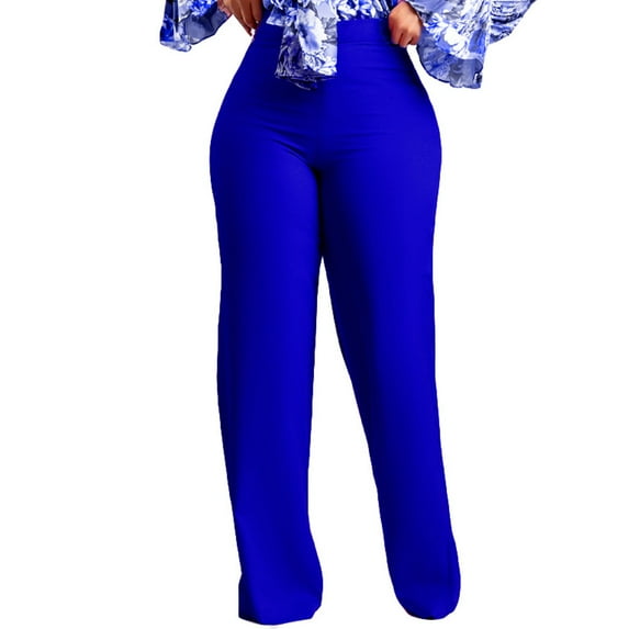 REORIAFEE Elastic Waist Pants for Women Wide Leg Solid Print Palazzo Pants Scrunch Butt Lift High Waisted Casual Pants Lightweight Baggy Stretchy Trousers 2024 Trending Fashion Clothing