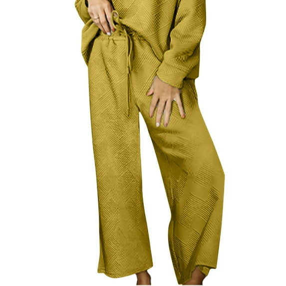 REORIAFEE Flared Sweatpants for Women Drawstring Solid Print Palazzo Pants Capri High Waisted Casual Pants Lightweight Baggy Stretchy Trousers 2024 Trending Fashion Clothing