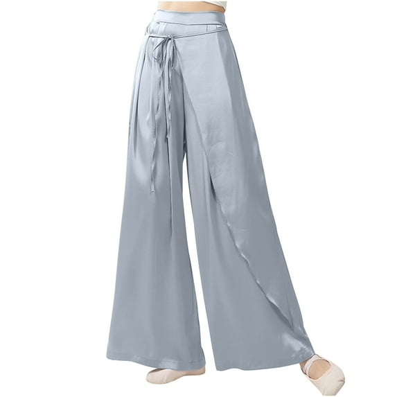 REORIAFEE Flowy Pants for Women Summer Solid Print Palazzo Pants Scrunch Butt Lift High Waisted Casual Pants Lightweight Baggy Stretchy Trousers 2024 Trending Fashion Clothing