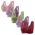 thumbnail image 1 of REORIAFEE Front Closure Wireless Bra Women 5PC Full-Coverage Bra Lift Push Up Breathable Underwear Wide Shoulder Straps Comfort Soft Lingerie Hot Pink S, 1 of 3