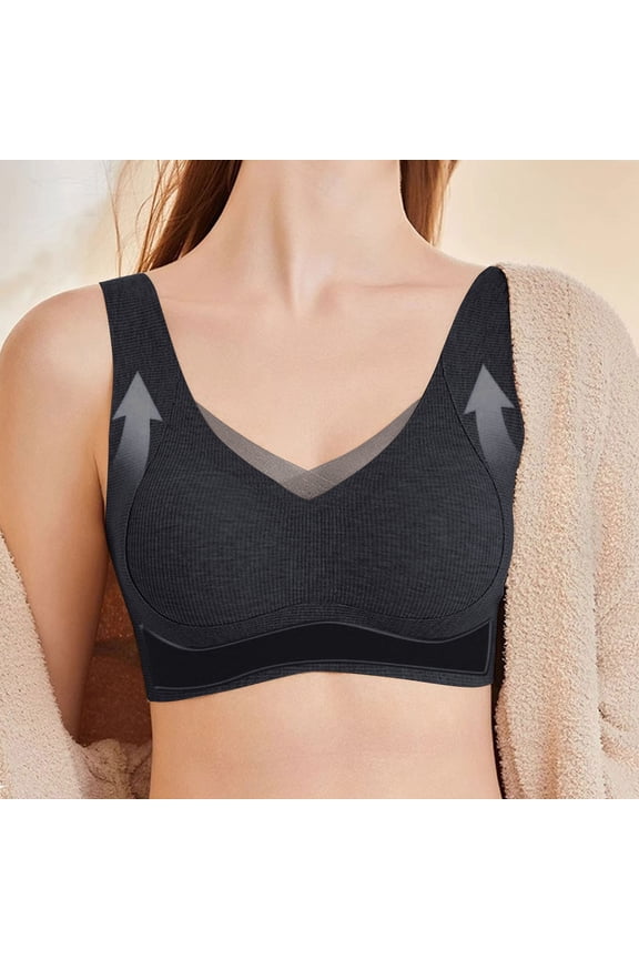 Full Coverage Bras for Women Wireless Plus Size Wide Strap No Underwire Push up Bralette Comfortable Padded Bras M-3XL