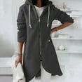 thumbnail image 1 of REORIAFEE Hoodie Jackets for Women for Winters Full Zipper with Pockets Drawsting Hoodies Jacket Long Irregular Hem Long Coat Solid Color Warm Outerwear Dark Gray XL, 1 of 9