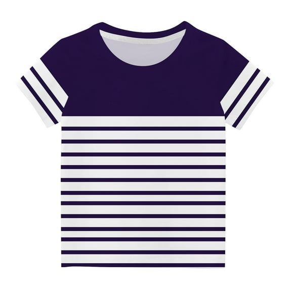 REORIAFEE Kids Boys Girls Juniors Oversized Shirts Tee Shirts Stripe Pirnt Blouse Crewneck Tops Short Sleeve Pullover Summer Fashion Clothing 2024 Purple