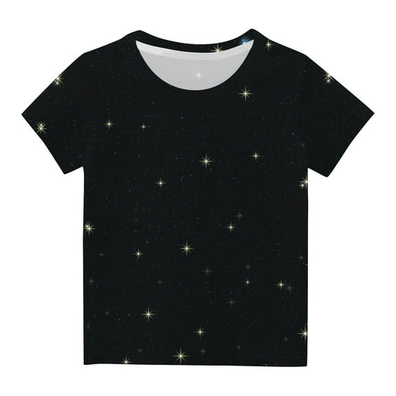 REORIAFEE Kids Boys Girls Oversized Tshirts Plus Size Tee Shirts Gradient Shiny Sky Graphic Blouse Round Neck Tops Short Sleeve Pullover Summer Fashion Clothing Multicolor