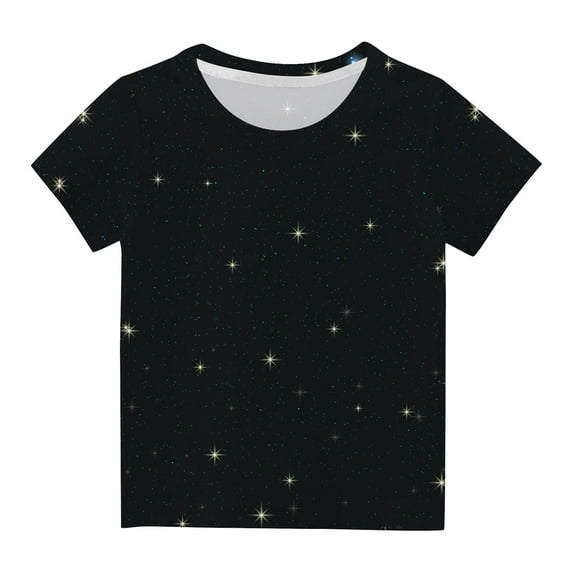 REORIAFEE Kids Boys Girls Oversized Tshirts Plus Size Tee Shirts Gradient Shiny Sky Graphic Blouse Round Neck Tops Short Sleeve Pullover Summer Fashion Clothing Multicolor