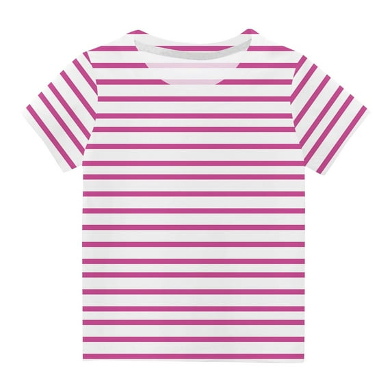 REORIAFEE Kids Boys Girls Plus Size Oversized Shirts Tee Shirts Stripe Pirnt Blouse Round Neck Tops Short Sleeve Pullover Summer Fashion Clothing 2024 Pink
