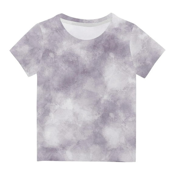 REORIAFEE Kids Boys Graphic T Shirts for Girls Tee Shirts Tie-Dye Print Blouse Round Neck Tops Short Sleeve Pullover Summer Fashion Clothing 2024 Gray
