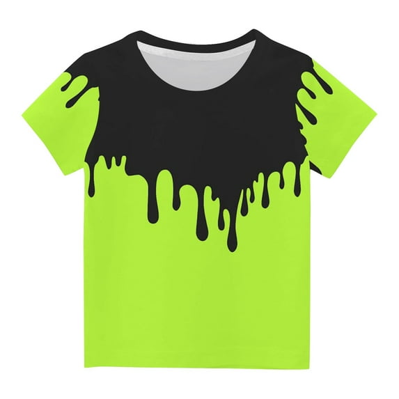 REORIAFEE Kids Boys Oversized Shirts for Girls Tee Shirts Fashion Graphic Blouse Round Neck Tops Short Sleeve Pullover Summer Fashion Clothing 2024 Green