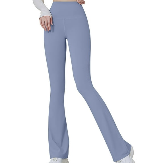 REORIAFEE Leggings for Women with Pockets Bootcut Yoga Pants High Waist Scrunch Butt Bootcut Wide Leg Stretchy Casual Workout Pants 2024 Clothing Trendy Light Blue M