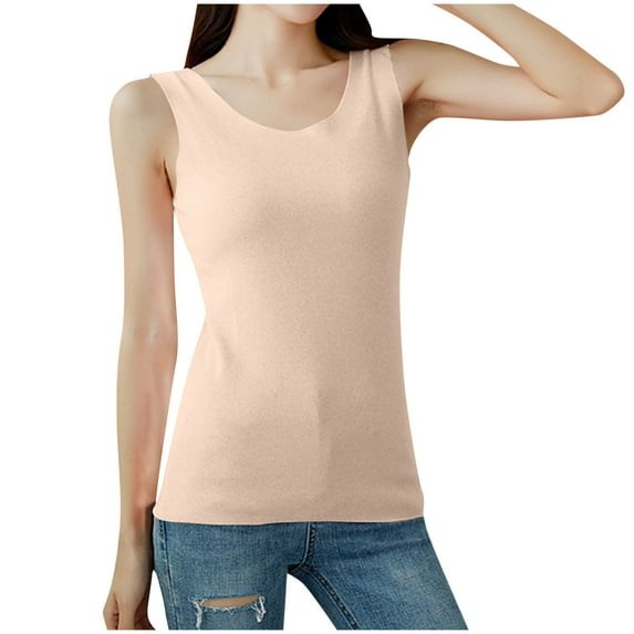 REORIAFEE Loose Tank Tops for Women Athletic Sleeveless Tops Crewneck Tanks Slim Velvet Shirts Solid Color Pullover Wide Strap Vest Summer Going Out Fashion Clothing Khaki
