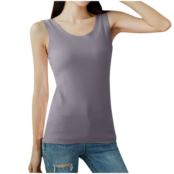 REORIAFEE Loose Tank Tops for Women Athletic Sleeveless Tops Crewneck Tanks Slim Velvet Shirts Solid Color Pullover Wide Strap Vest Summer Going Out Fashion Clothing Dark Gray