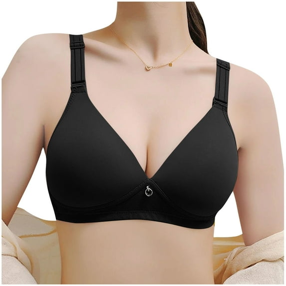 REORIAFEE Low Back Bras for Women Seamless Gathered Lingerie Bras No Wire Bras V Neck Comfy Corset Bra Adjustable Straps Stretchy Seamless Smoothing Brassiere Anti-Sagging Bra