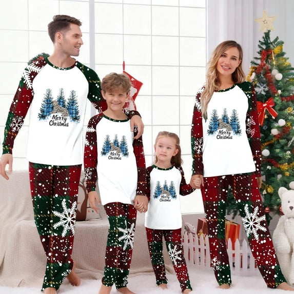 REORIAFEE Match Family Christmas Pjs 2 Piece Big and Tall Loungewear Long Sleeve Top Pant Plaid Soft Pajama Sleepwear Red S-3XL