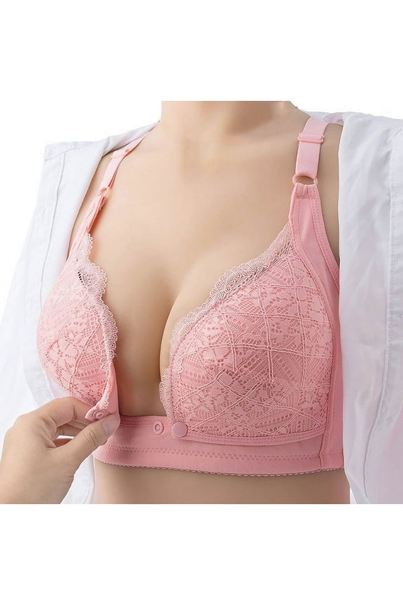Maternity Sports Bras for Breastfeeding Lace Trim Lingerie Bras No Wire Bras V Neck Comfy Corset Bra Adjustable Straps Lightly Lined Classic Seamless Brassiere Anti-Sagging Bra