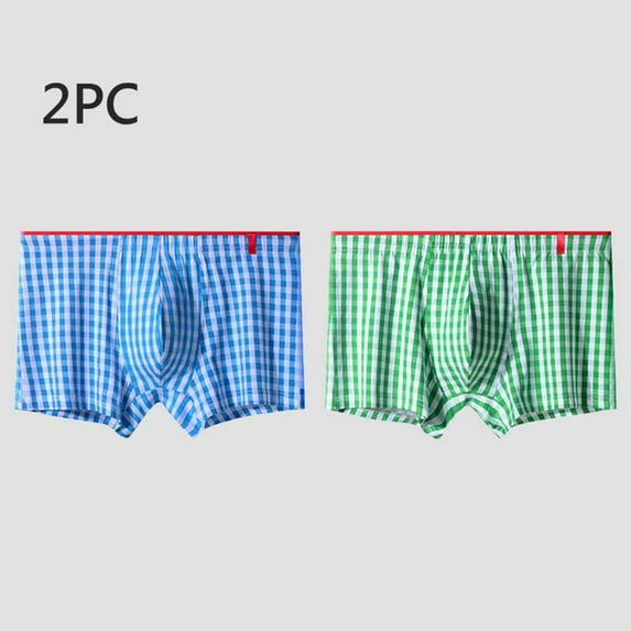 REORIAFEE Men Boxers Briefs 2-Pack Cotton Breathable Boxer Briefs Mid-Rise Comfortable Elastic Waistband Underwear Men Stretch Boxers Multicolor L
